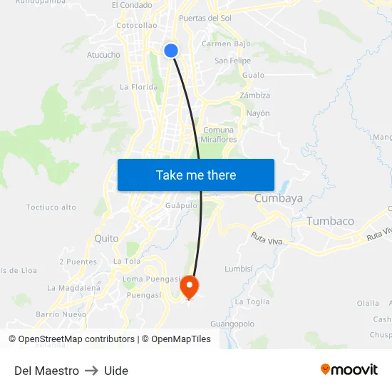 Del Maestro to Uide map