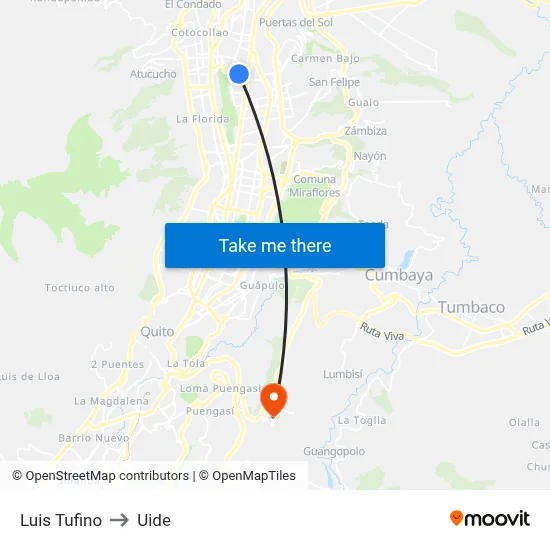 Luis Tufino to Uide map