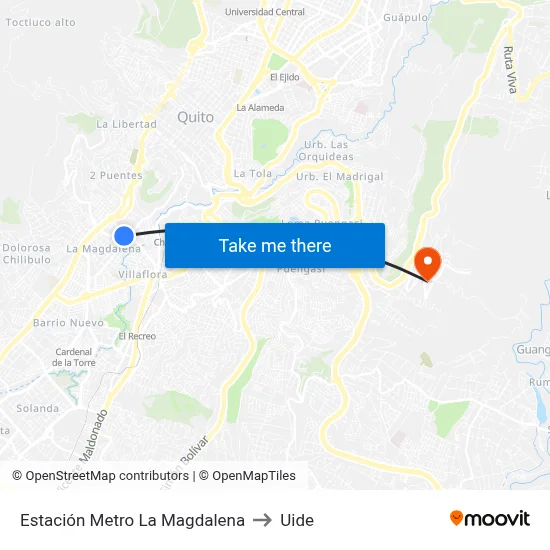 Estación Metro La Magdalena to Uide map
