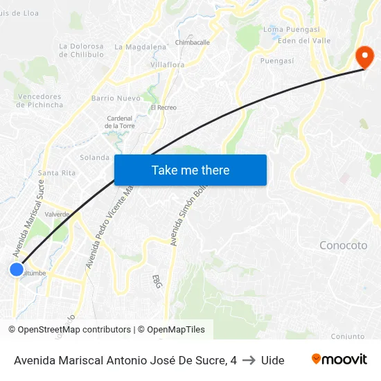 Avenida Mariscal Antonio José De Sucre, 4 to Uide map