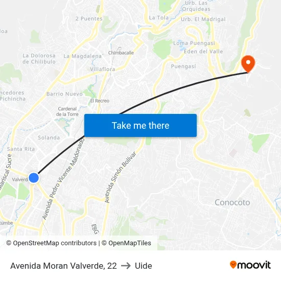 Avenida Moran Valverde, 22 to Uide map