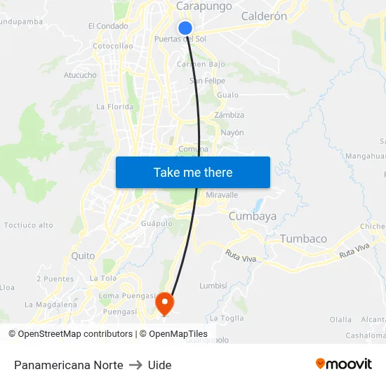 Panamericana Norte to Uide map
