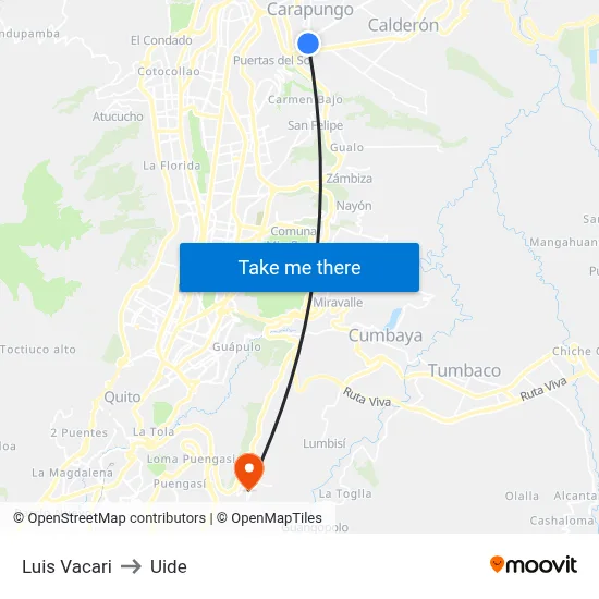 Luis Vacari to Uide map