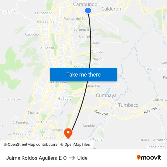 Jaime Roldos Aguilera E-O to Uide map
