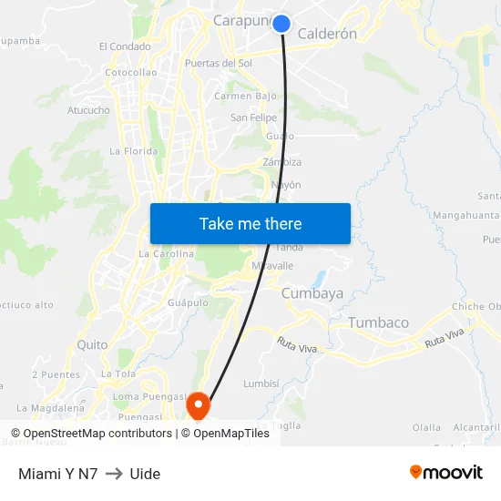 Miami Y N7 to Uide map