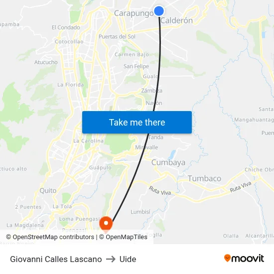 Giovanni Calles Lascano to Uide map