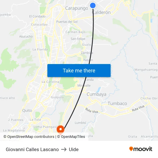 Giovanni Calles Lascano to Uide map