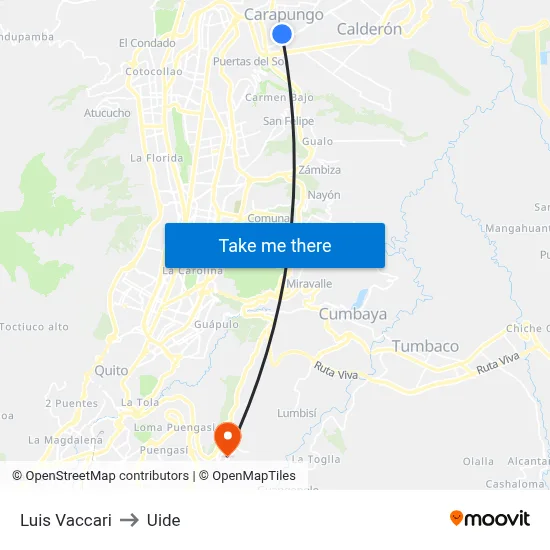 Luis Vaccari to Uide map