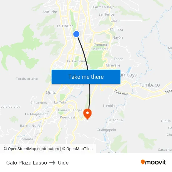 Galo Plaza Lasso to Uide map