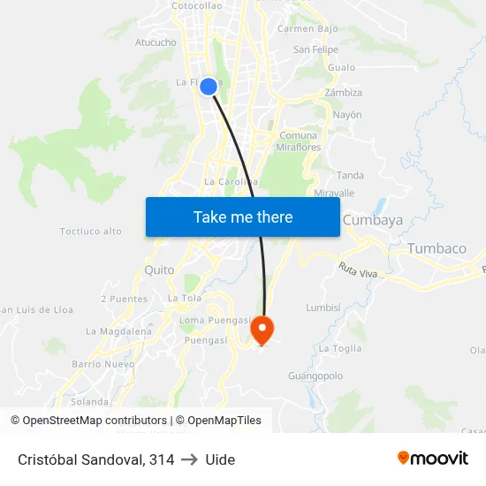 Cristóbal Sandoval, 314 to Uide map