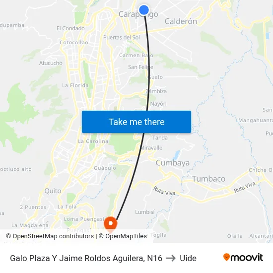 Galo Plaza Y Jaime Roldos Aguilera, N16 to Uide map