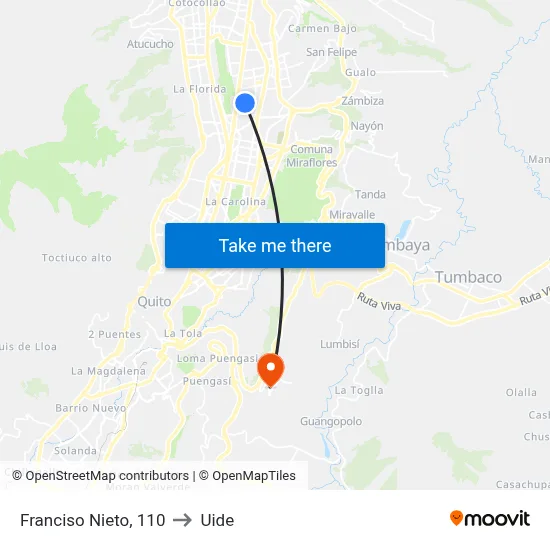 Franciso Nieto, 110 to Uide map