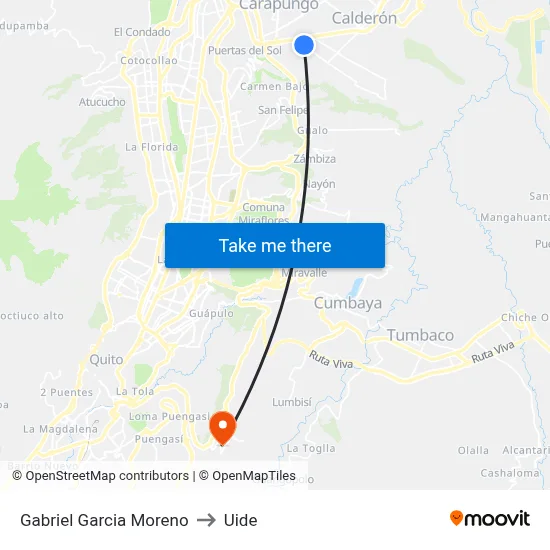 Gabriel Garcia Moreno to Uide map