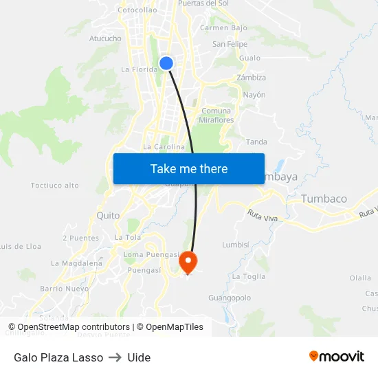 Galo Plaza Lasso to Uide map