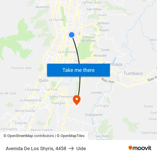 Avenida De Los Shyris, 4458 to Uide map