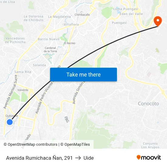 Avenida Rumichaca Ñan, 291 to Uide map