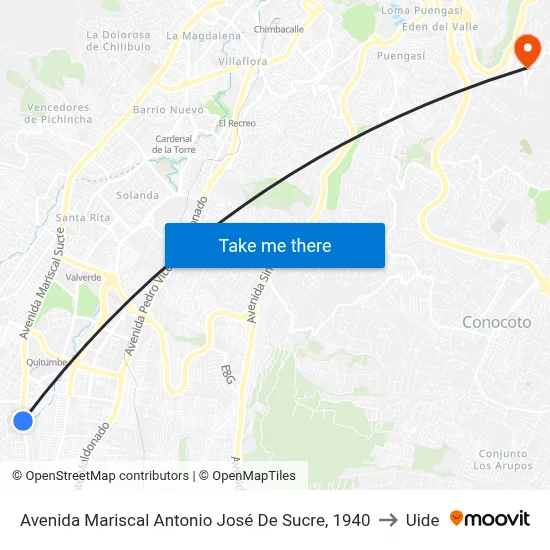 Avenida Mariscal Antonio José De Sucre, 1940 to Uide map