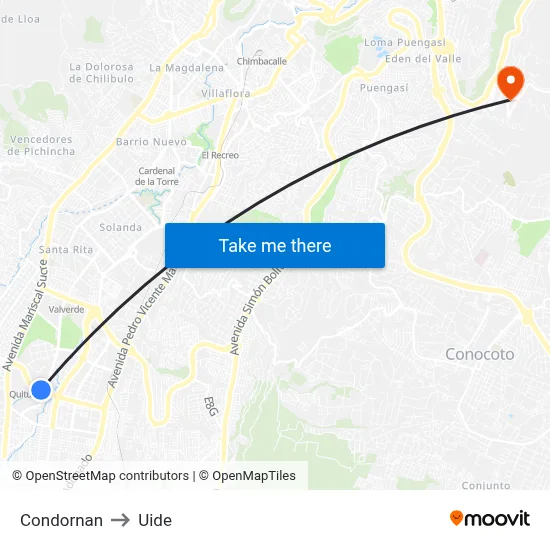 Condornan to Uide map