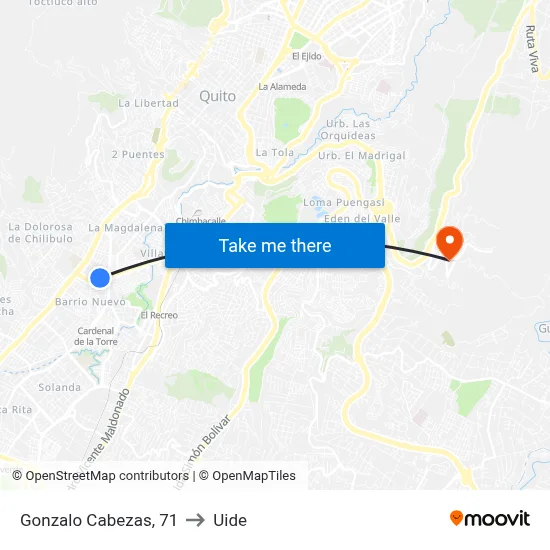 Gonzalo Cabezas, 71 to Uide map