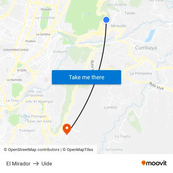 El Mirador to Uide map