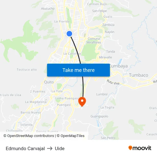 Edmundo Carvajal to Uide map