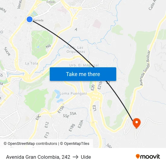 Avenida Gran Colombia, 242 to Uide map