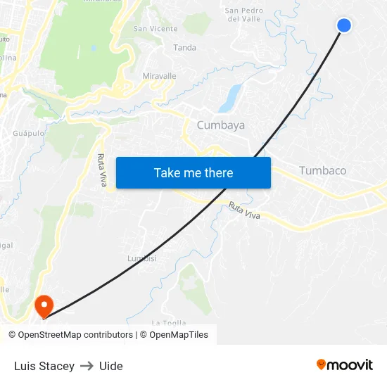 Luis Stacey to Uide map