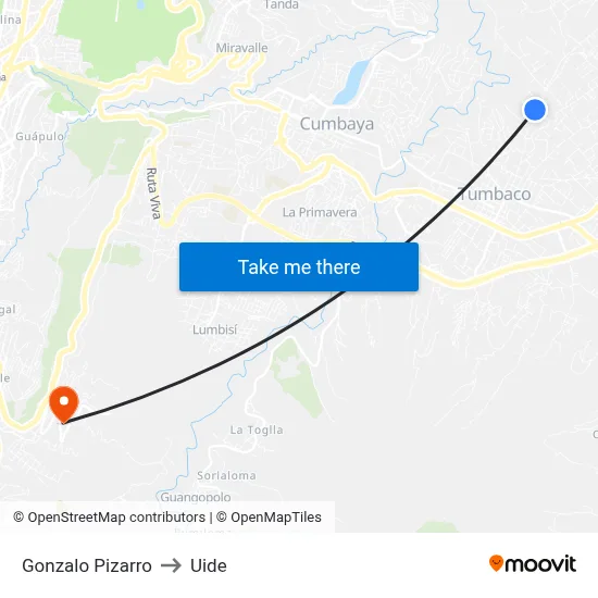 Gonzalo Pizarro to Uide map