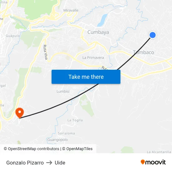 Gonzalo Pizarro to Uide map