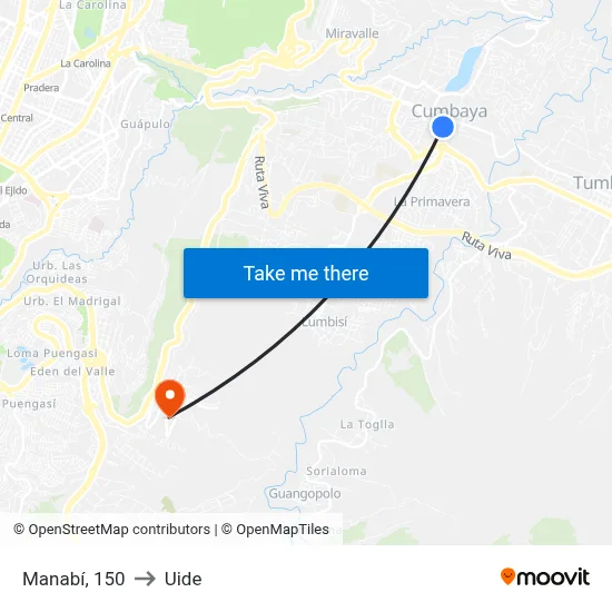 Manabí, 150 to Uide map
