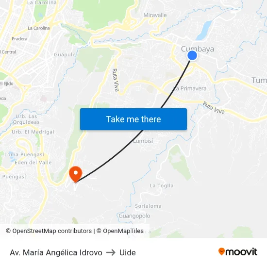 Av. María Angélica Idrovo to Uide map