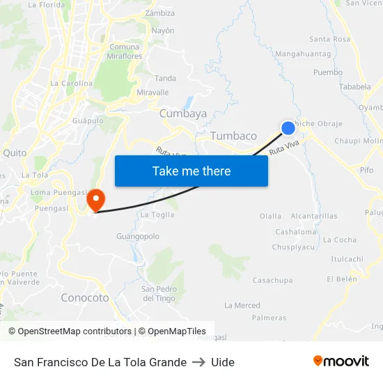San Francisco De La Tola Grande to Uide map