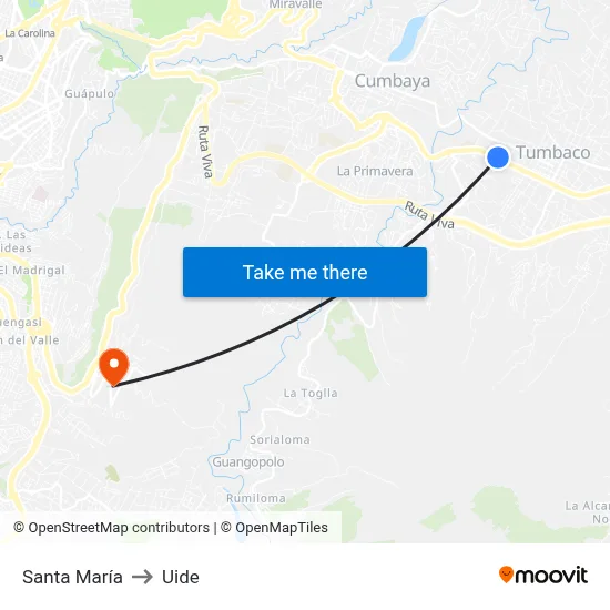 Santa María to Uide map