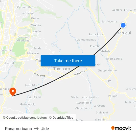 Panamericana to Uide map