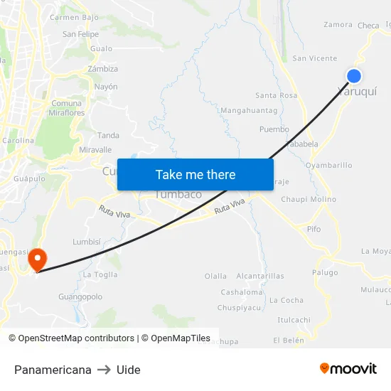 Panamericana to Uide map