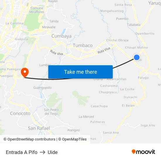 Entrada A Pifo to Uide map