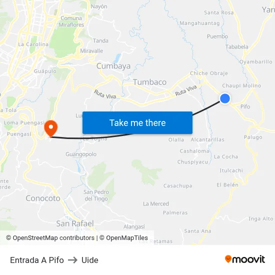 Entrada A Pifo to Uide map