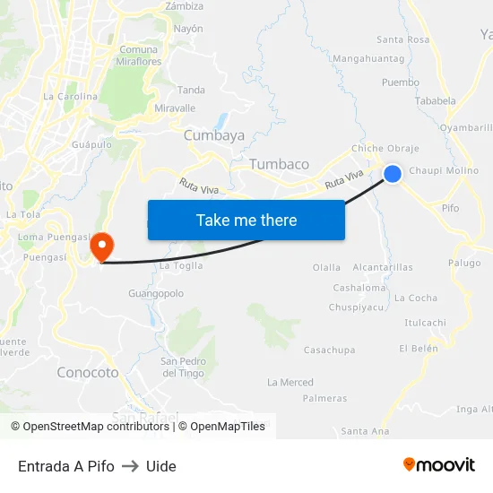 Entrada A Pifo to Uide map