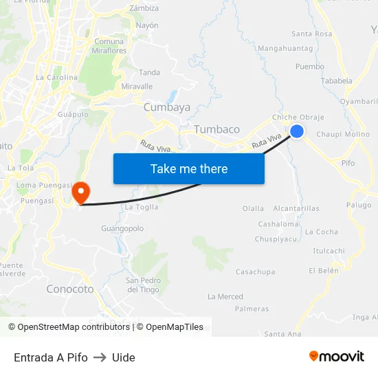Entrada A Pifo to Uide map