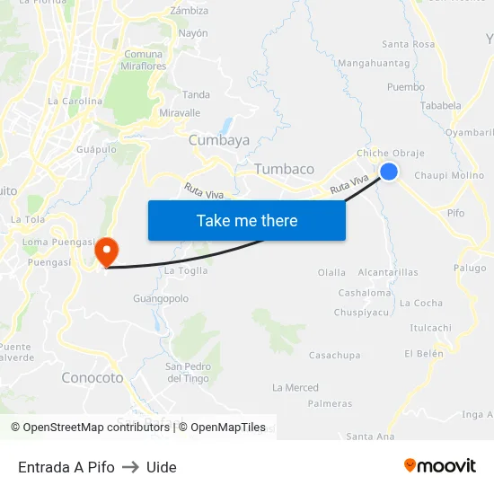 Entrada A Pifo to Uide map