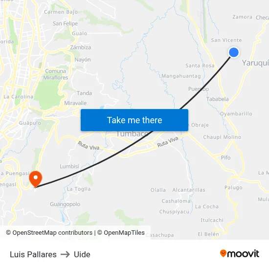 Luis Pallares to Uide map