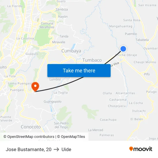 Jose Bustamante, 20 to Uide map