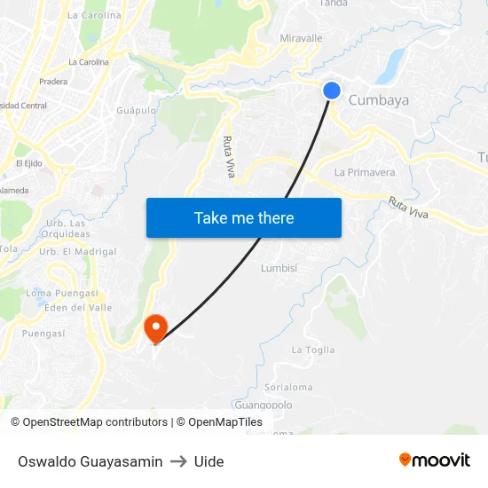 Oswaldo Guayasamin to Uide map