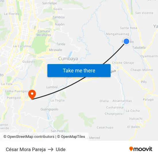 César Mora Pareja to Uide map