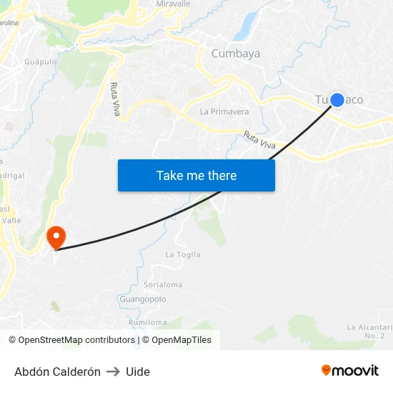 Abdón Calderón to Uide map