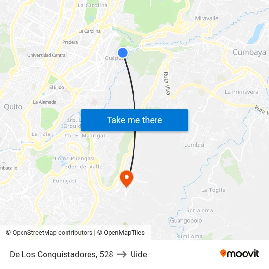 De Los Conquistadores, 528 to Uide map