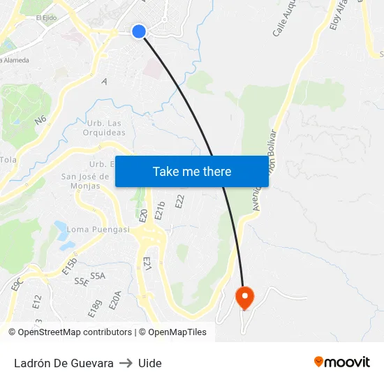 Ladrón De Guevara to Uide map