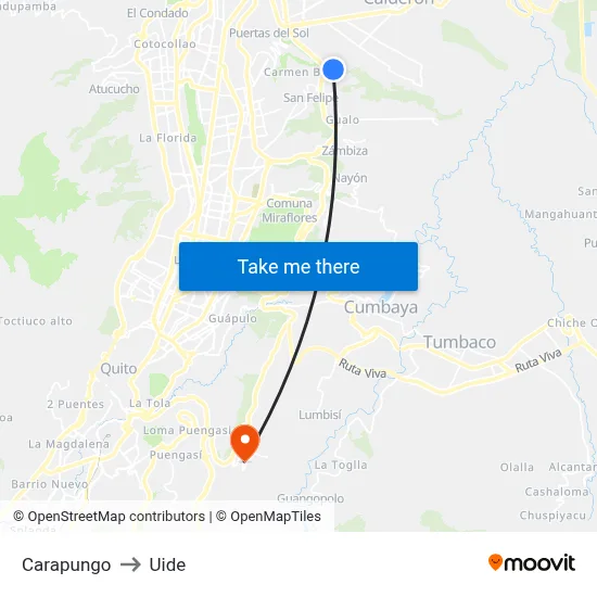 Carapungo to Uide map