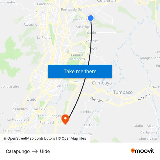 Carapungo to Uide map