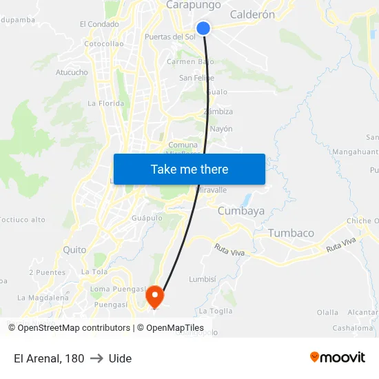 El Arenal, 180 to Uide map